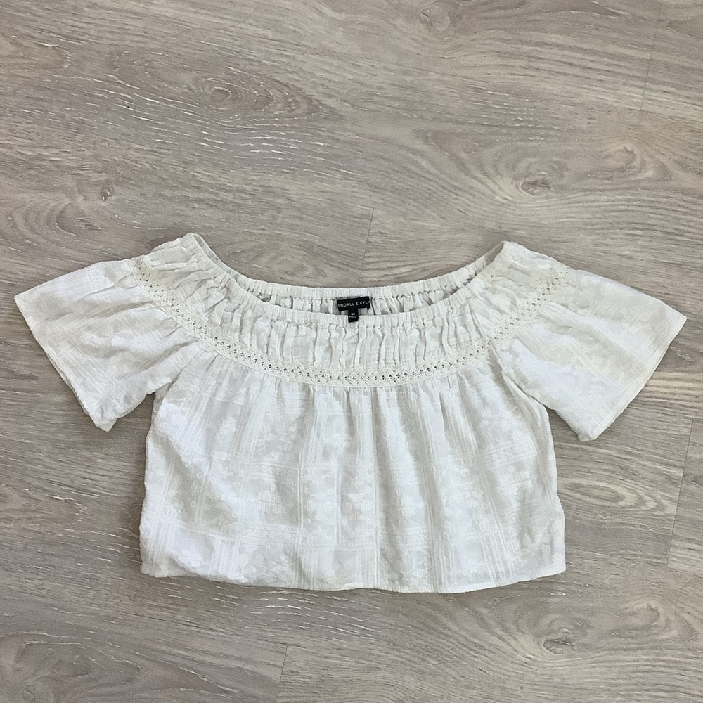 White embroidered off the shoulder top